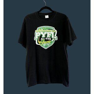 PORT & COMPANY- MENS BLACK FRONT GRAPHIC SHORT SLEEVE COTTON T-SHIRT SIZE MEDIUM